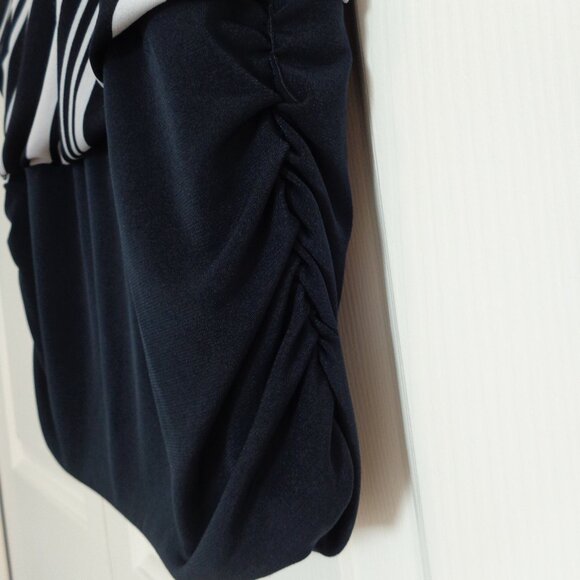 Chico's Womens Black White Pleated Lined Knit Kit Stripe Sleeveless Blouse Sz 0 - Picture 5 of 10